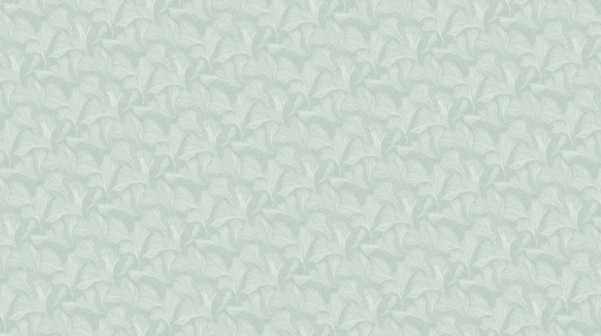 Abstract Ginkgo Mural Wallpaper | Mint Green and White Flowing Leaves
