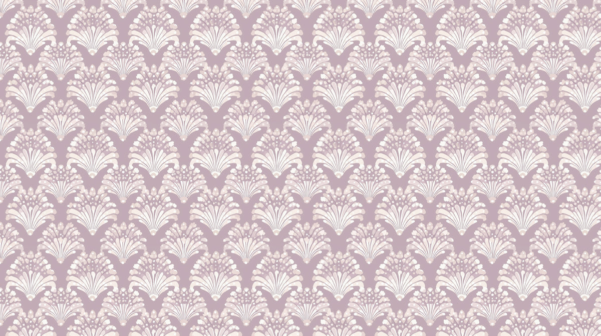 Lilac Deco Bloom Mural Wallpaper | Lavender and Ivory Floral Motif With Classic Charm