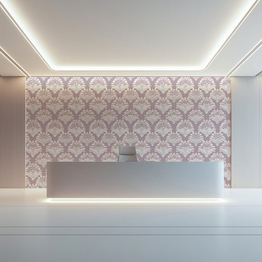 Lilac Deco Bloom Mural Wallpaper | Lavender and Ivory Floral Motif With Classic Charm