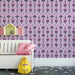 Playful Floral Bloom Mural Wallpaper | Pink and Black Pattern With Whimsical Touches