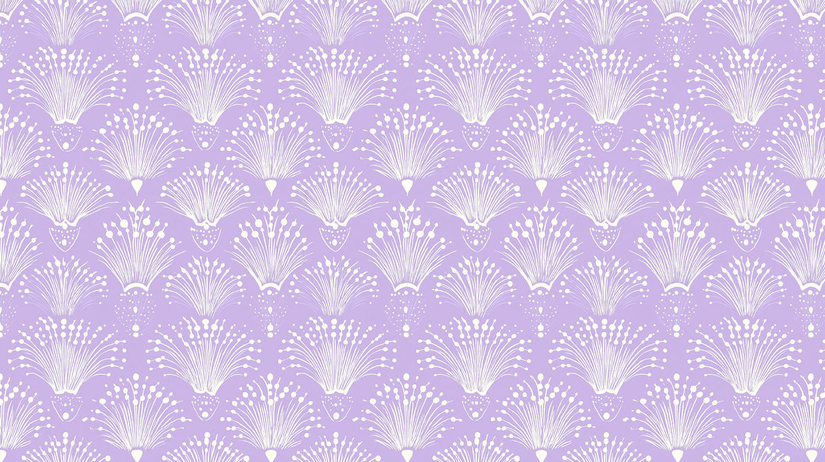 Burst Bloom Mural Wallpaper | Lavender with Creamy Flower Bursts