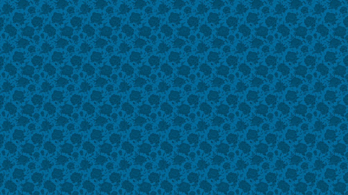 Retro Rose Mural Wallpaper | Blue and Navy Patterned Floral Accent