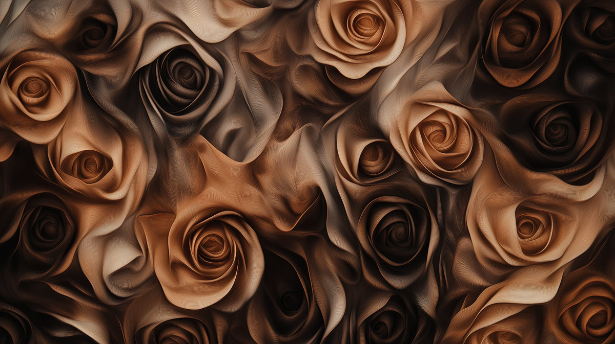 Romantic Brown Rose Mural Wallpaper, Custom Size, Peel & Stick or Premium