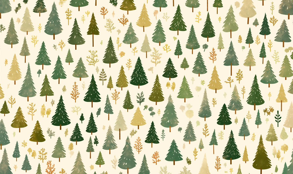 Carta da parati murale "Foresta nella nebbia" | Verde, Beige e Marrone -2 