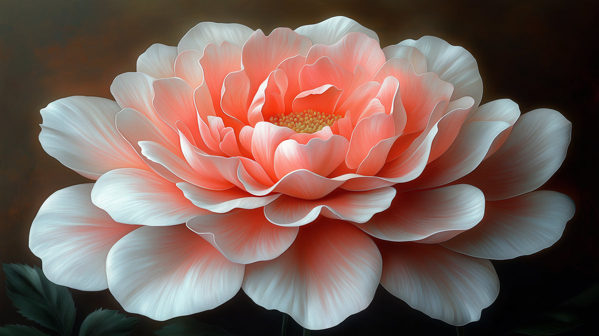 Coral Peony Mural Wallpaper, Large Botanical Flower Wall Art, Modern Romantic Floral Wall Mural for Bedroom Living Room Decor