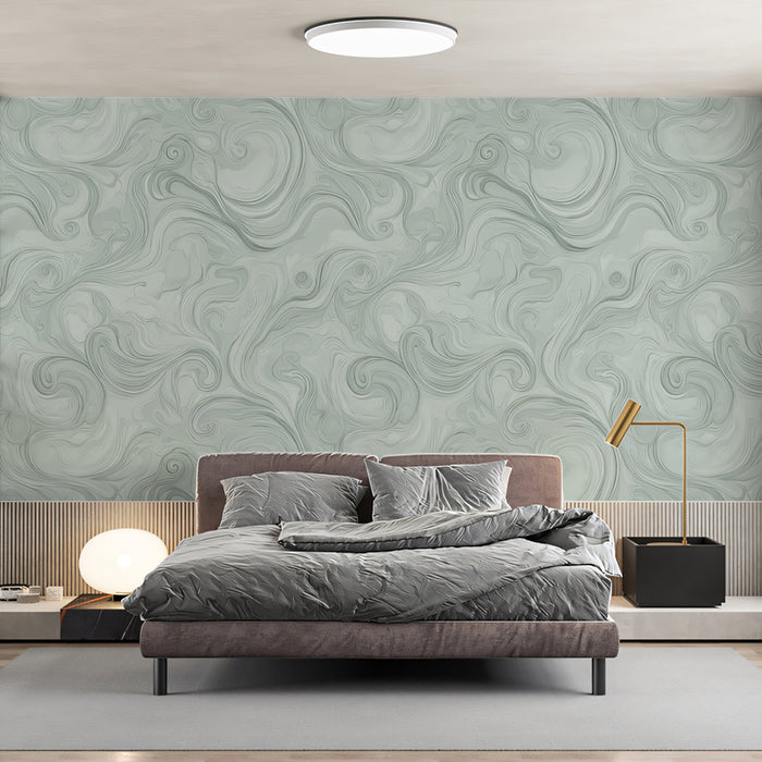 Whispering Sage Swirls Mural Wallpaper | Gentle Abstract Flow
