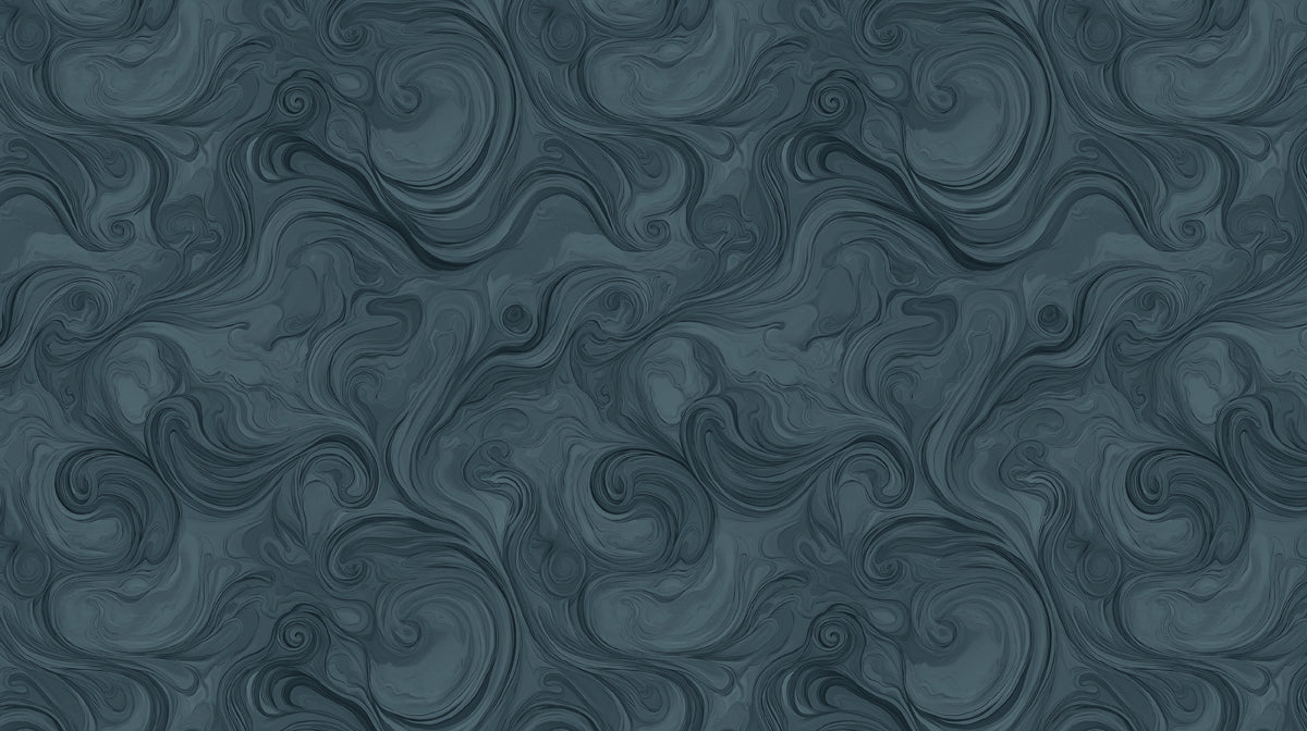 Midnight Teal Swirls Mural Wallpaper | Dynamic Abstract Flow