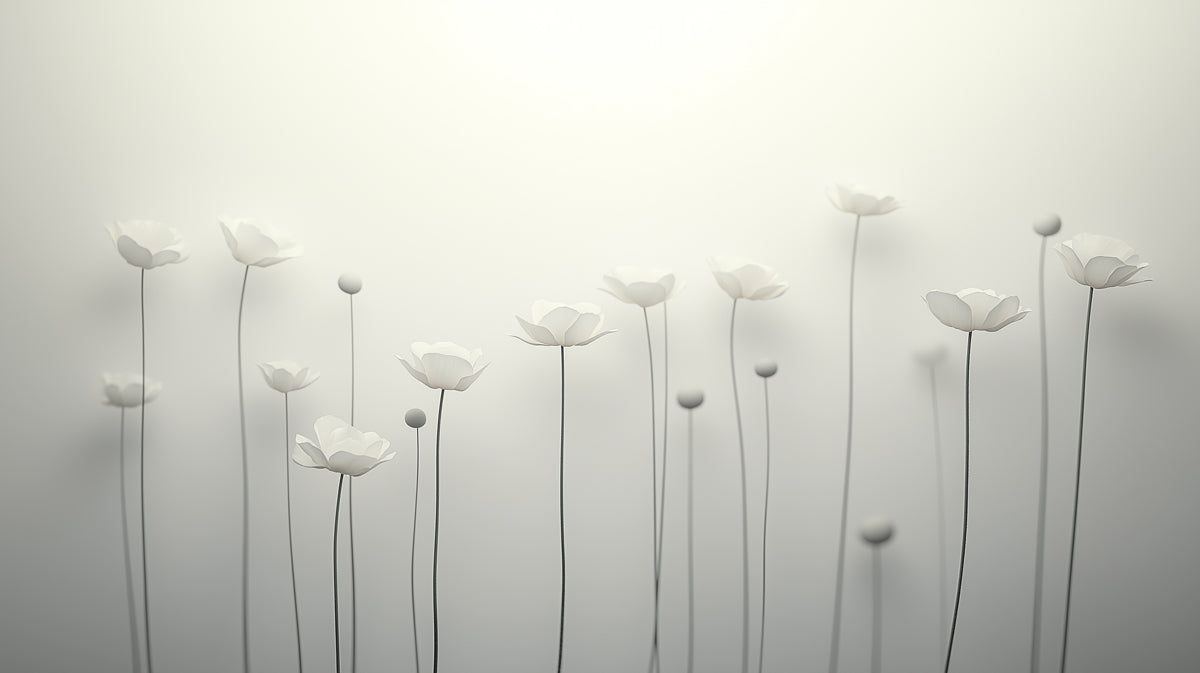 Abstract White Tulip Wall Mural | Minimal Sculptural Floral Design