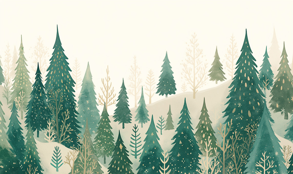 Winter Forest Pine Tree Wallpaper Mural – Nordic Woodland Wall Decor