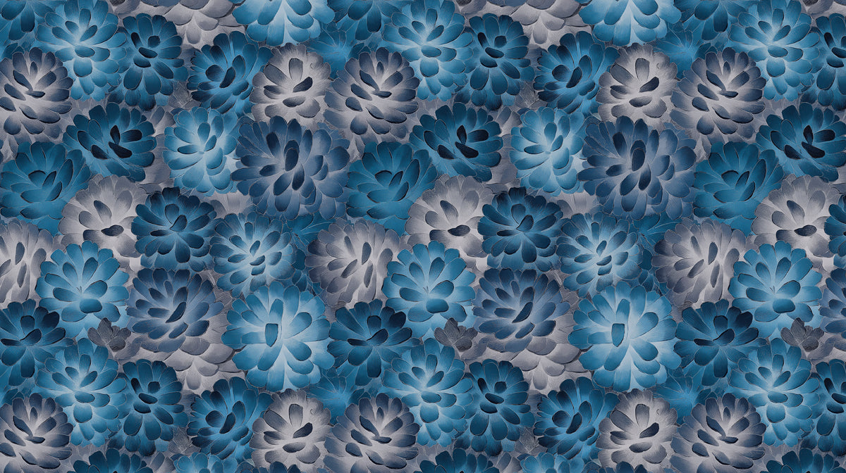 Blue Chrysanthemum Bloom Wallpaper | Bold Floral Mural with Gradient Petals