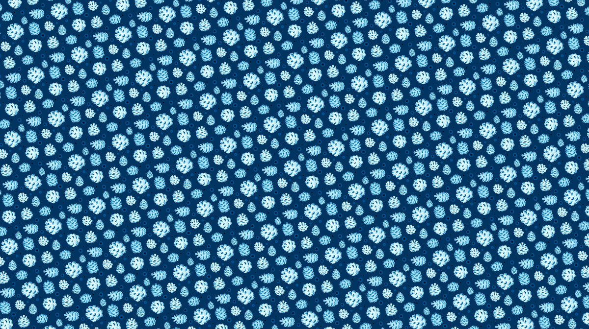 Mini Icy Blue Pinecones | Subtle Winter Repeat Wallpaper
