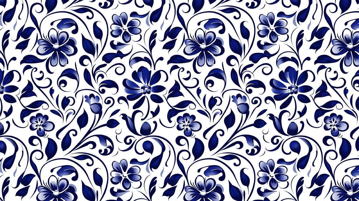 Indigo Bloom Swirl | Eleganza floreale in porcellana