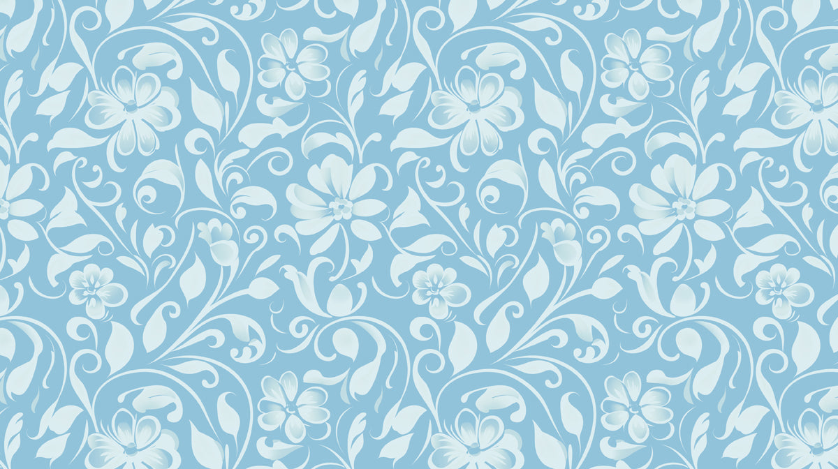 Flores de la mañana brumosa | Papel pintado floral azul hielo de enredadera