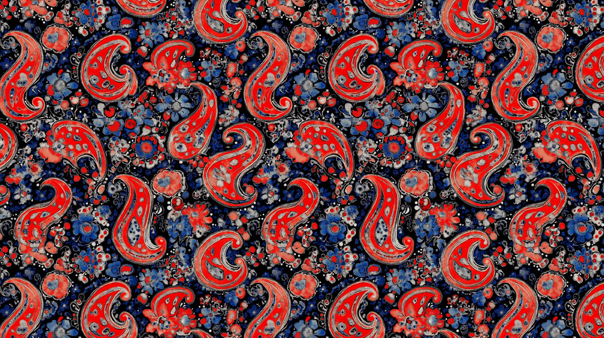 Fiery Paisley Tapestry Mural Wallpaper | Vibrant Eclectic Burst