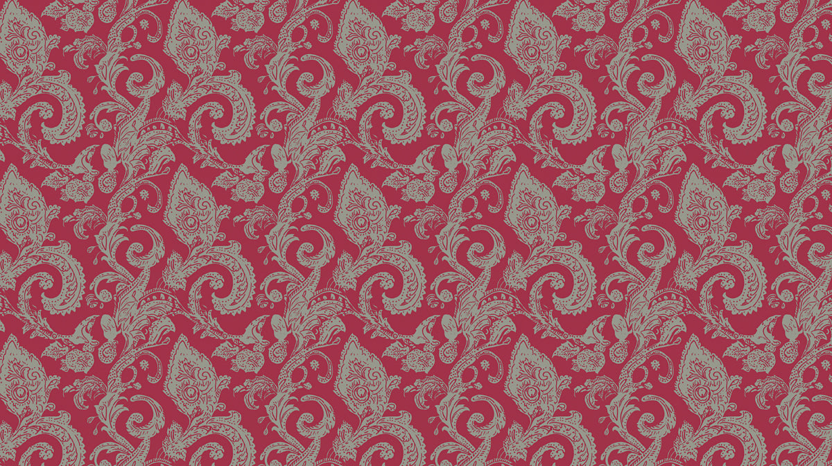 Eleganza Classica Paisley Muro Murale con carta da parati | Grigio Sottile su Magenta Vivace