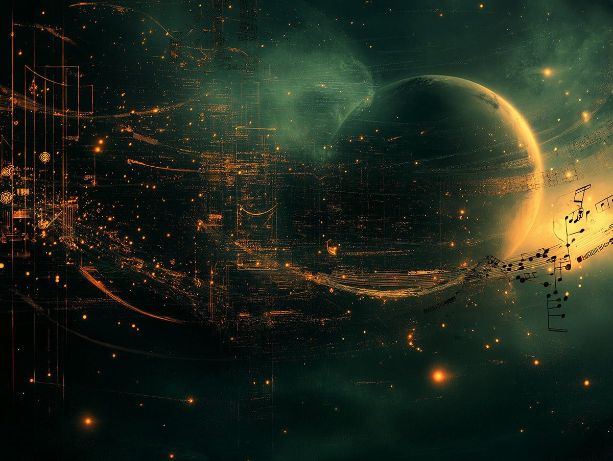 Cosmic Symphony Mural Wallpaper | Ethereal Musical Universe