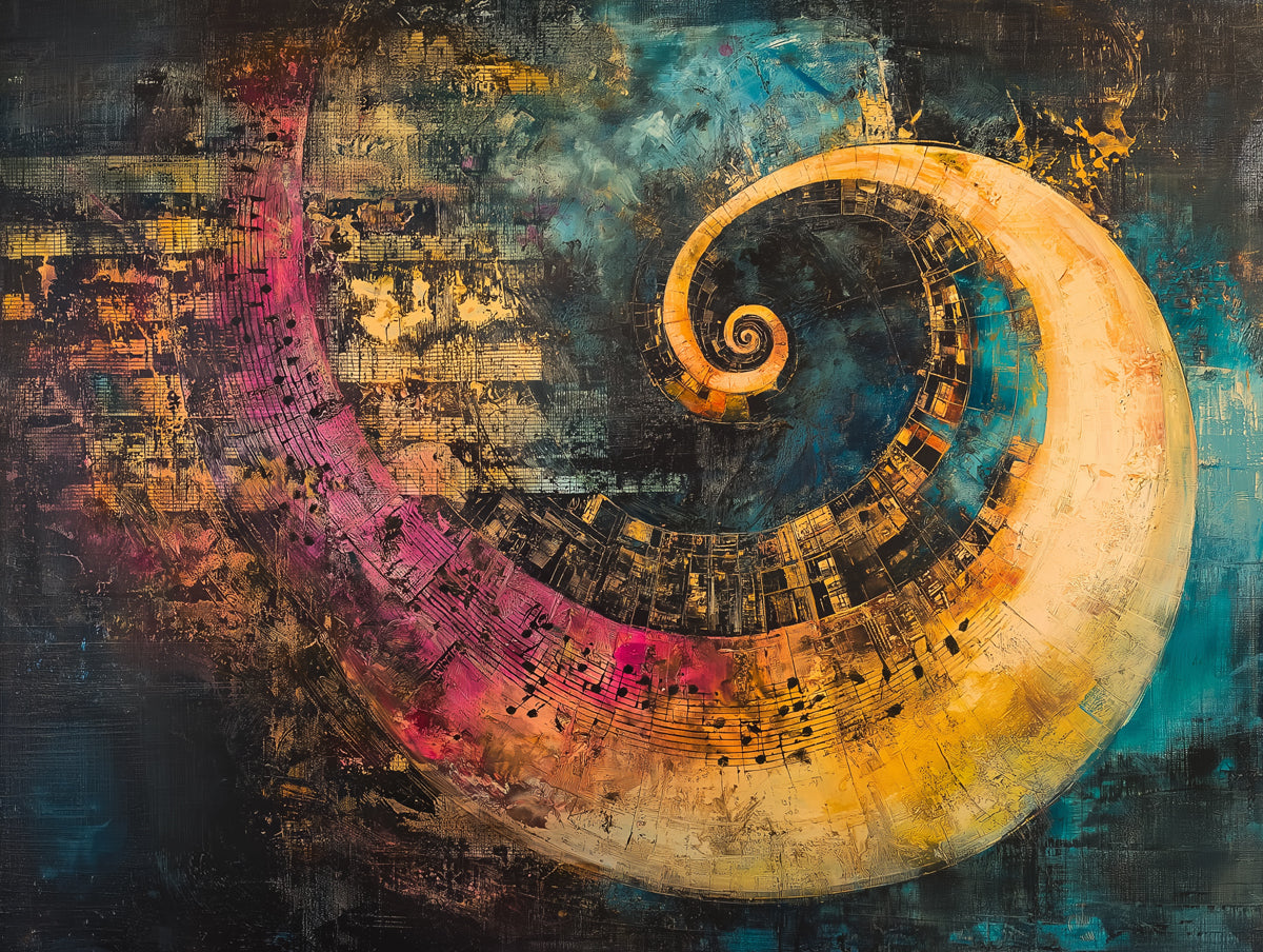 Fibonacci Music Vortex Mural Wallpaper | Abstract Harmonic Flow