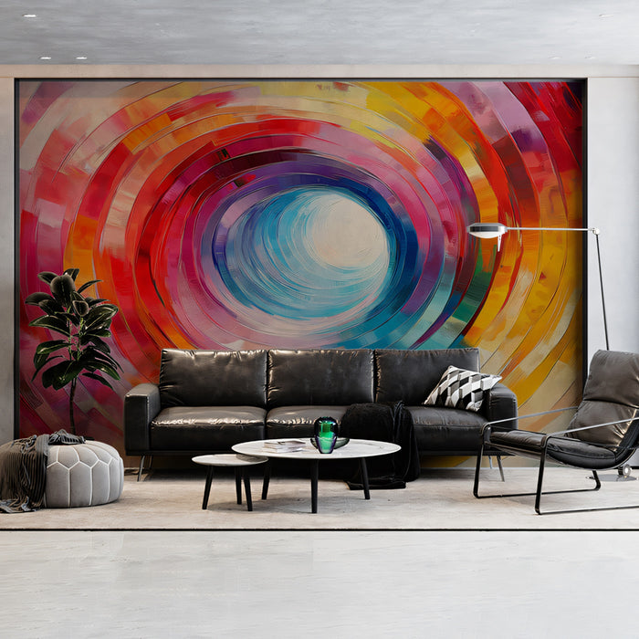 Radiant Color Tunnel Mural Wallpaper | Immersive Chromatic Vortex
