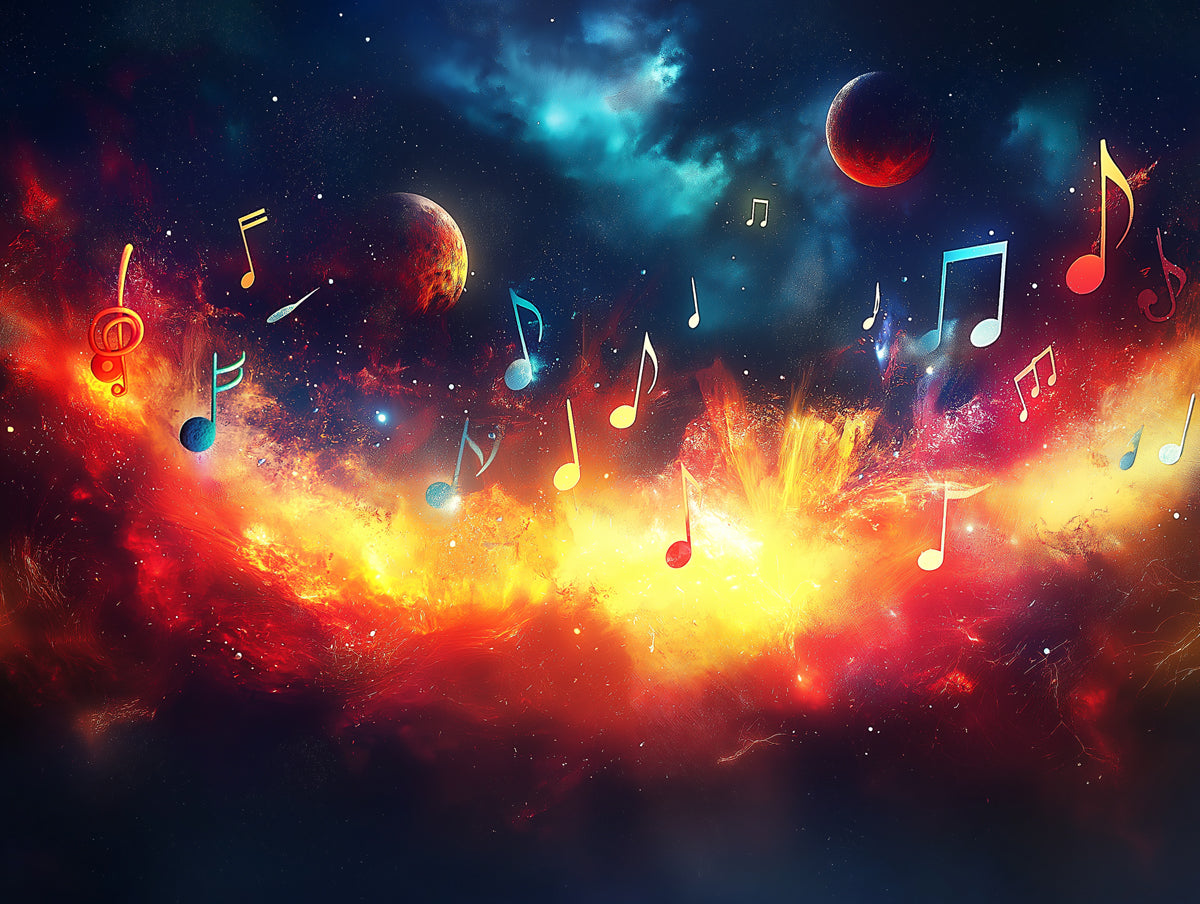 Cosmic Music Nebula Mural Wallpaper | Ethereal Treble Clef Galaxy