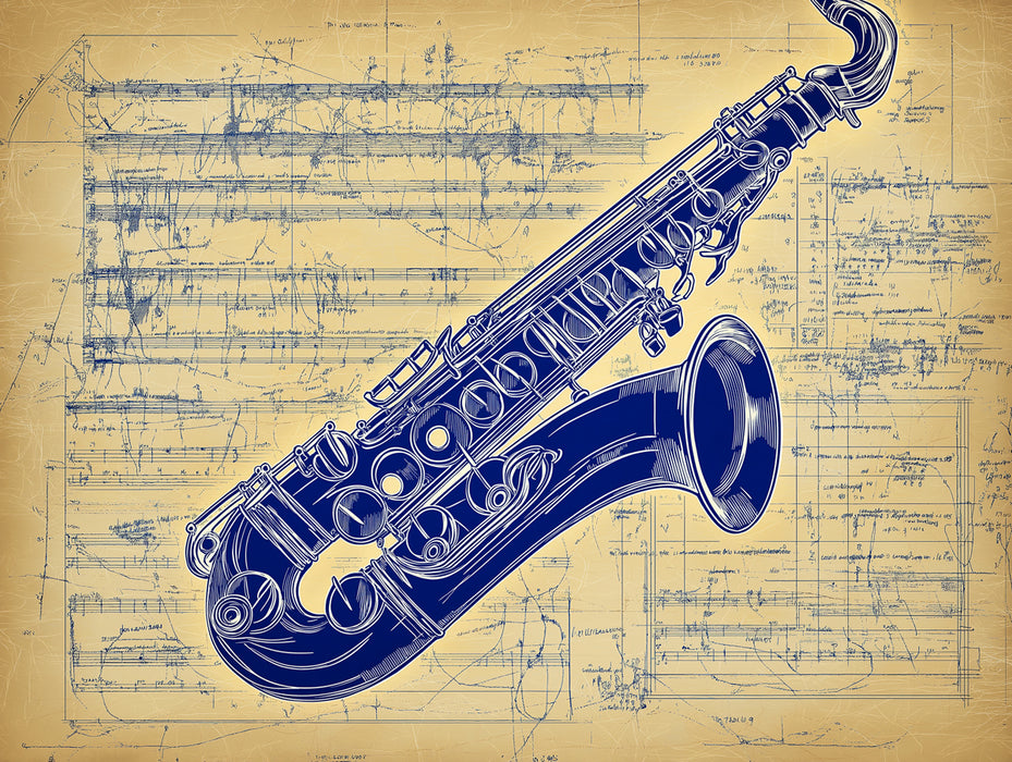 Vintage Brass Saxophone Mural Wallpaper | Soulful Retro Melody