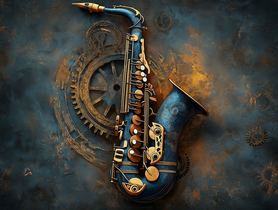 Papier peint mural de saxophone en or poli | Elegance classique et détail