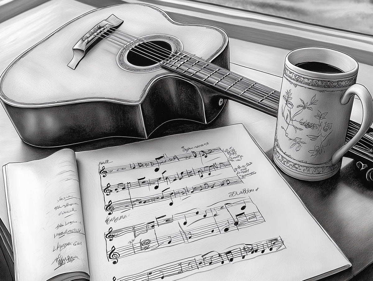 Vintage Sheet Music Art Mural Wallpaper | Scholarly Melody & Quill