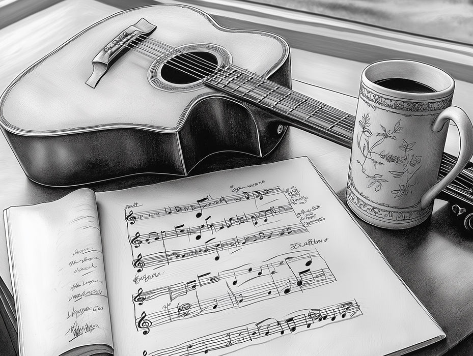 Vintage Sheet Music Art Mural Wallpaper | Scholarly Melody & Quill