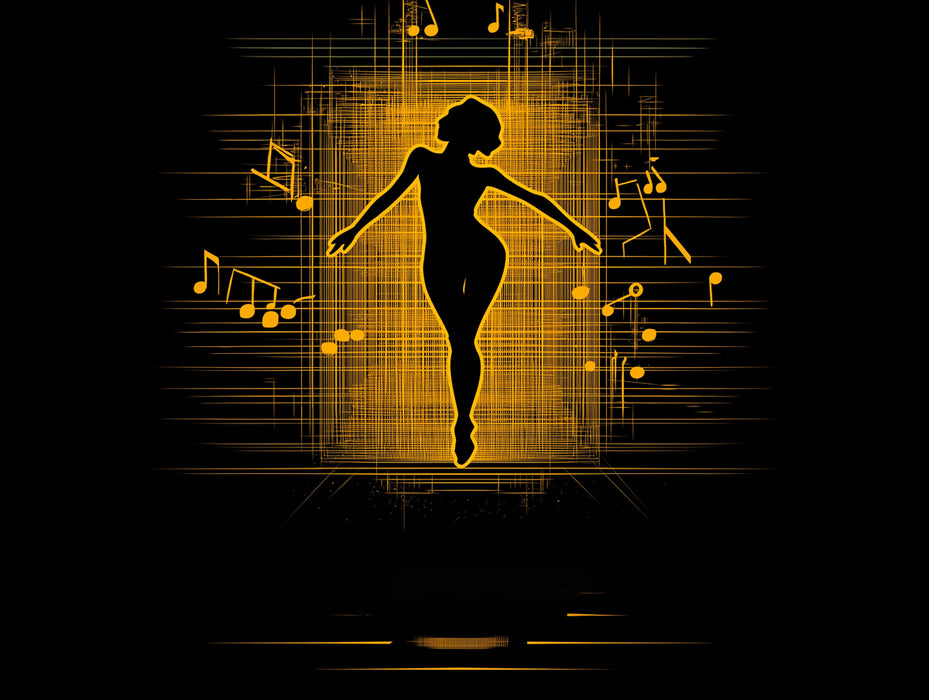 Papier peint mural Golden Dancer Music Grid | Harmonie structurée et grâce