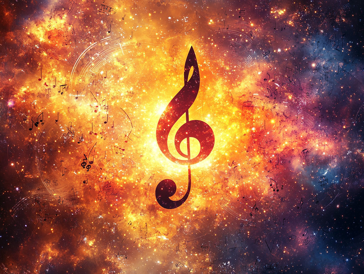 Fiery Music Note Mural Wallpaper | Explosive Melodic Power — Vivawalls ...