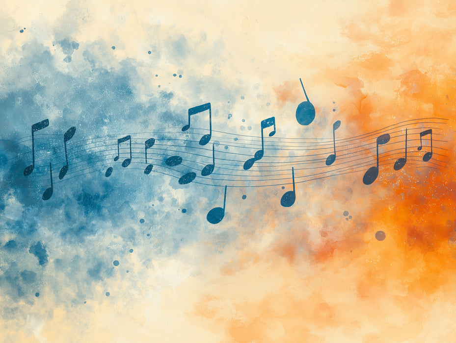Watercolor Melody Flow Mural Wallpaper | Gentle Abstract Musical Notes