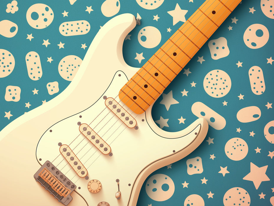 Electric Guitar Pop Art Mural Wallpaper | Vibrant Icon of Rock