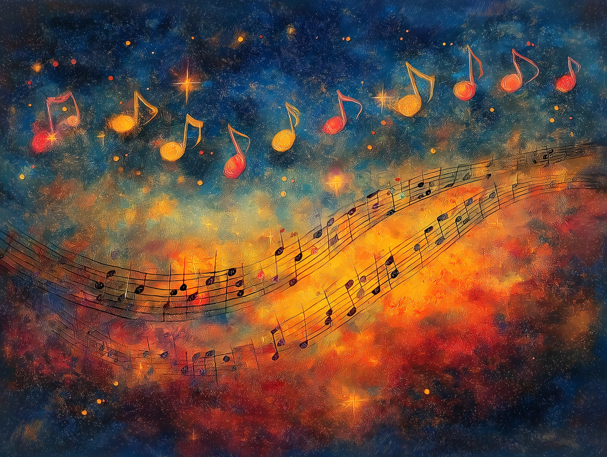 Abstract Musical Notes Mural Wallpaper | Expressive Harmonic Flow