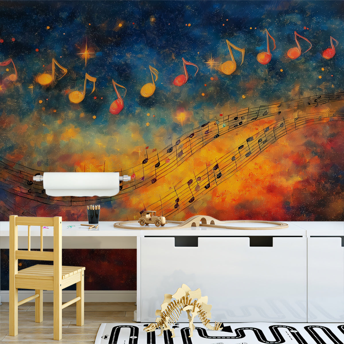 Musical Note Mural Abstract Musical Notes Mural Wallpaper | Expressive Harmonic Flow ...