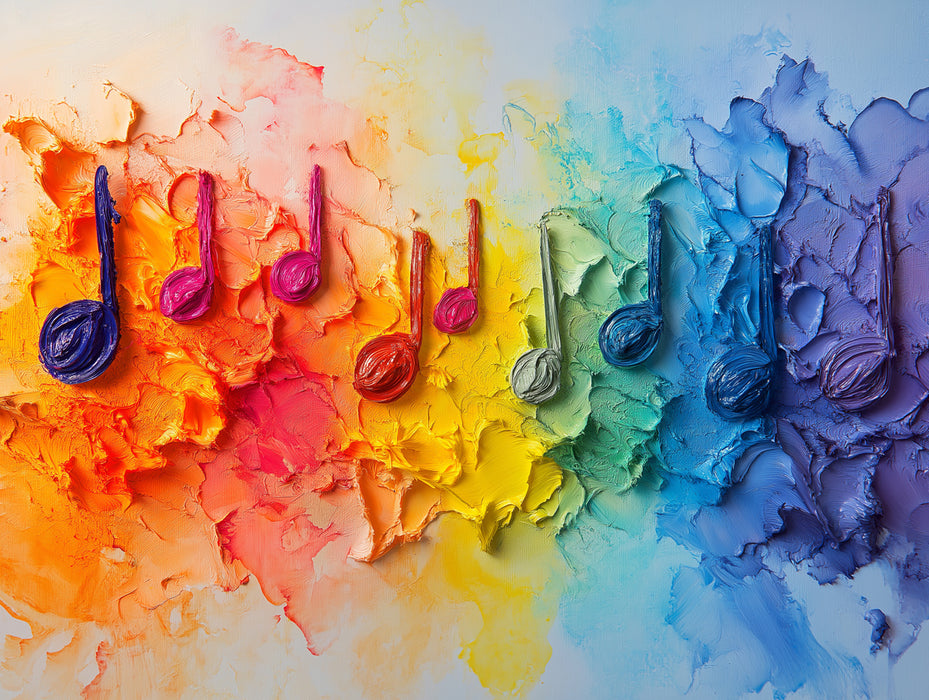 Synesthetic Music Art Mural Wallpaper | Vibrant Sensory Symphony