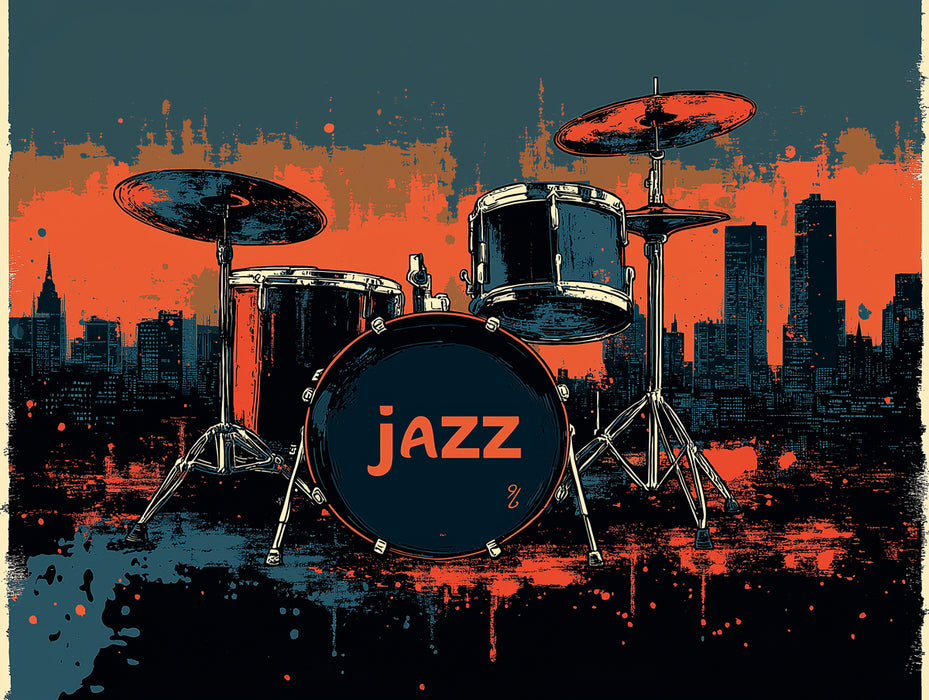 Powerful Drum Kit Mural Wallpaper | Rhythmic Beat Statement