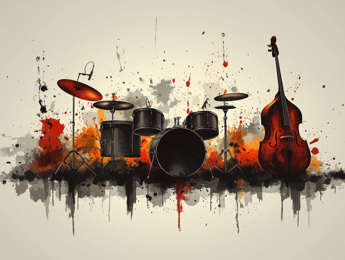 Abstract Music Instruments Mural Wallpaper | Expressive Orchestral Energy