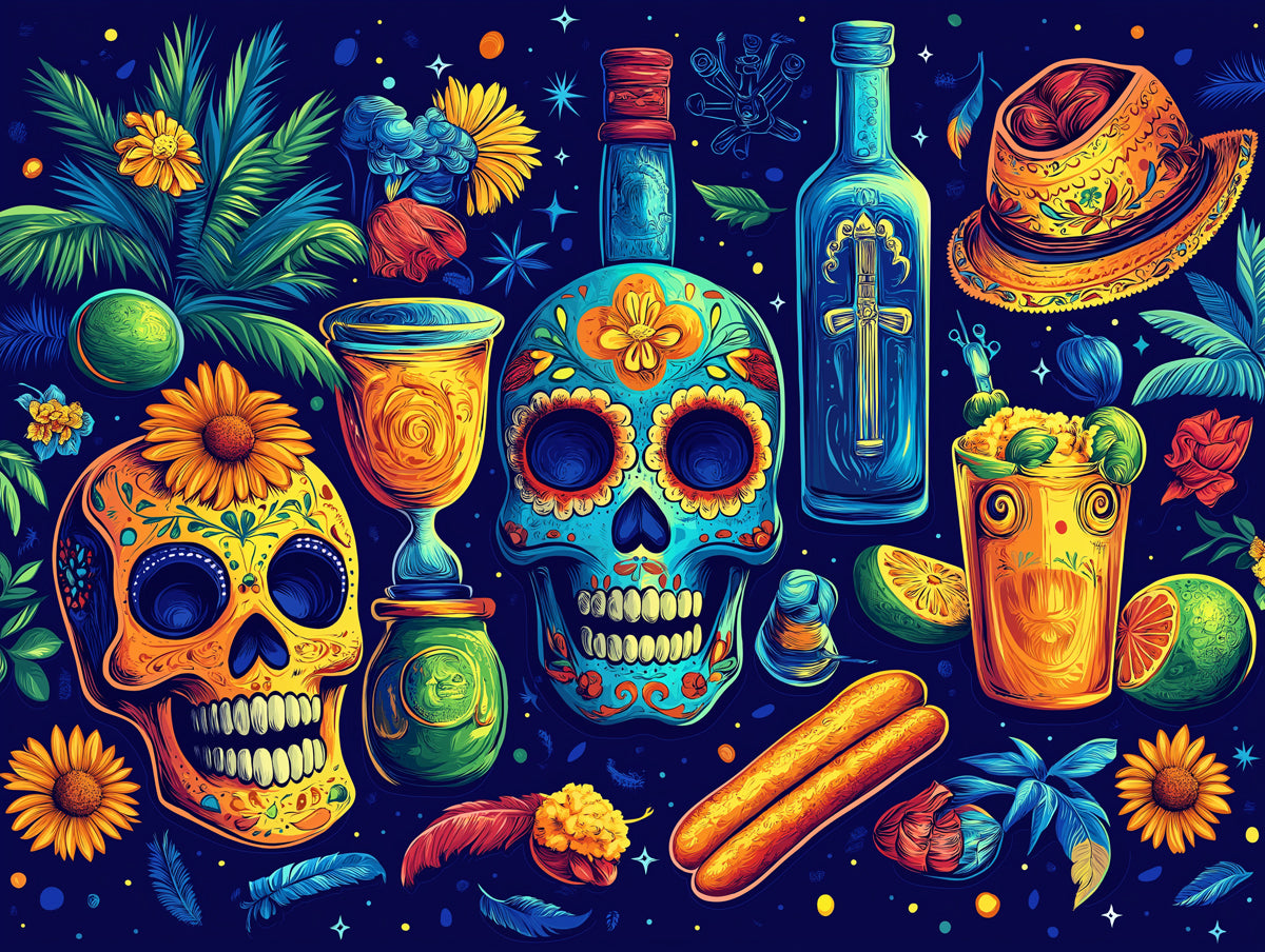 Jour des Morts Nature Morte Murale Papier Peint | Souvenir Culturel Vibrant