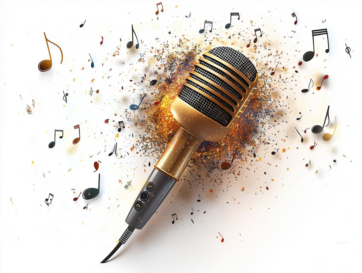 Sleek Modern Microphone Mural Wallpaper | Stylish Audio Precision
