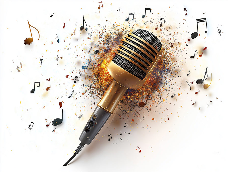 Sleek Modern Microphone Mural Wallpaper | Stylish Audio Precision