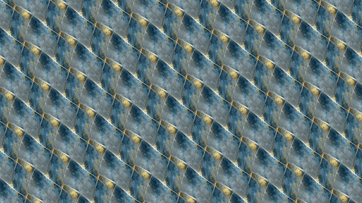 Abstract Diamond Texture Mural Wallpaper | Blue, Gray, and Subtle Gold