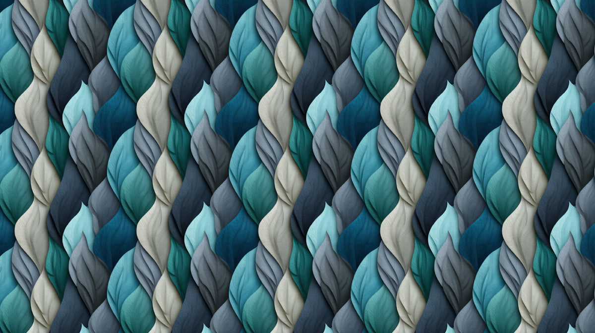 Braided Textile Texture Mural Wallpaper | Teal, Blue, and Gray Hues
