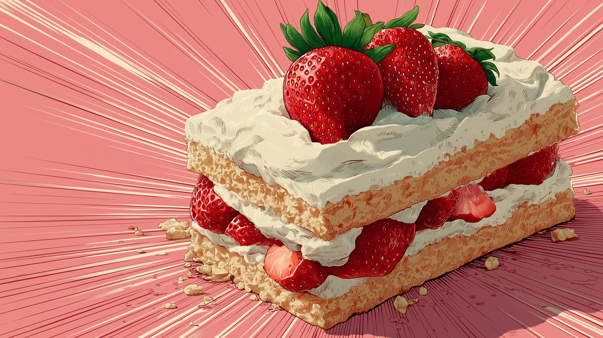 Pop Art Strawberry Shortcake Mural Wallpaper | Pink Burst & Sweet Indulgence