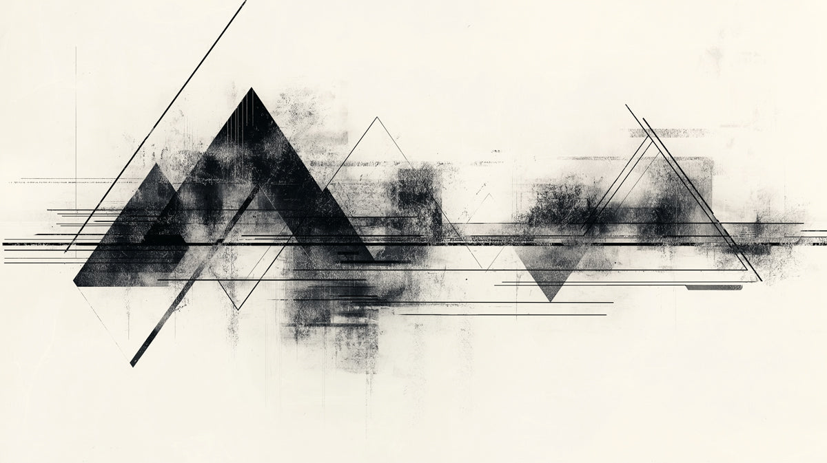 Abstract Geometric Mountains Mural Wallpaper | Minimalist Monochrome Landscape