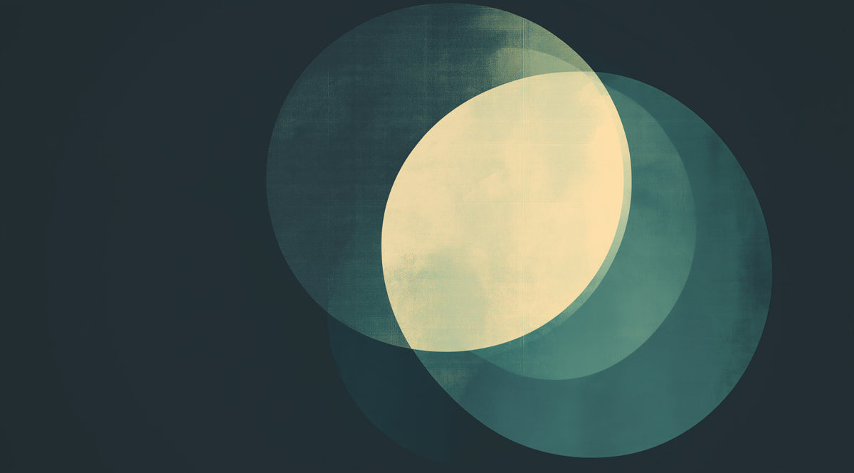 Abstract Overlapping Ovals Mural Wallpaper | Moody Geometric Art in Teal & Yellow