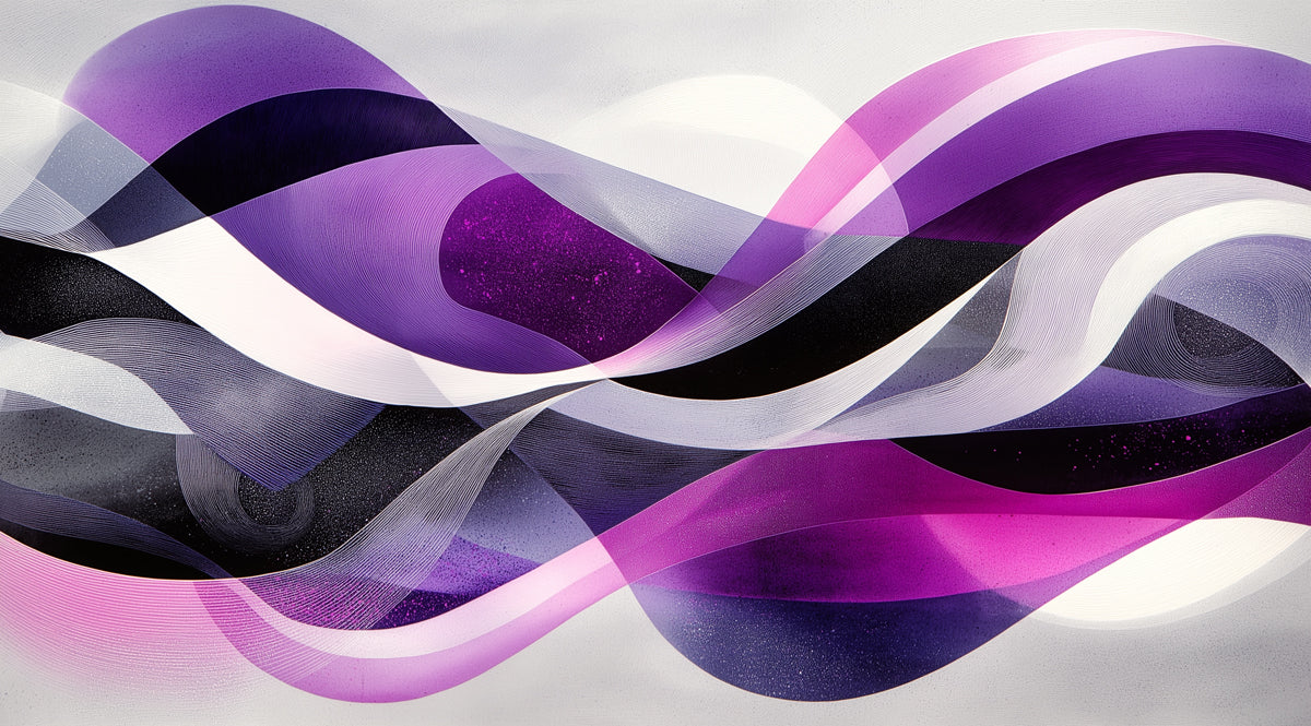 Abstract Flowing Purple Waves Mural Wallpaper | Dynamic Modern Art with Gradient Hues