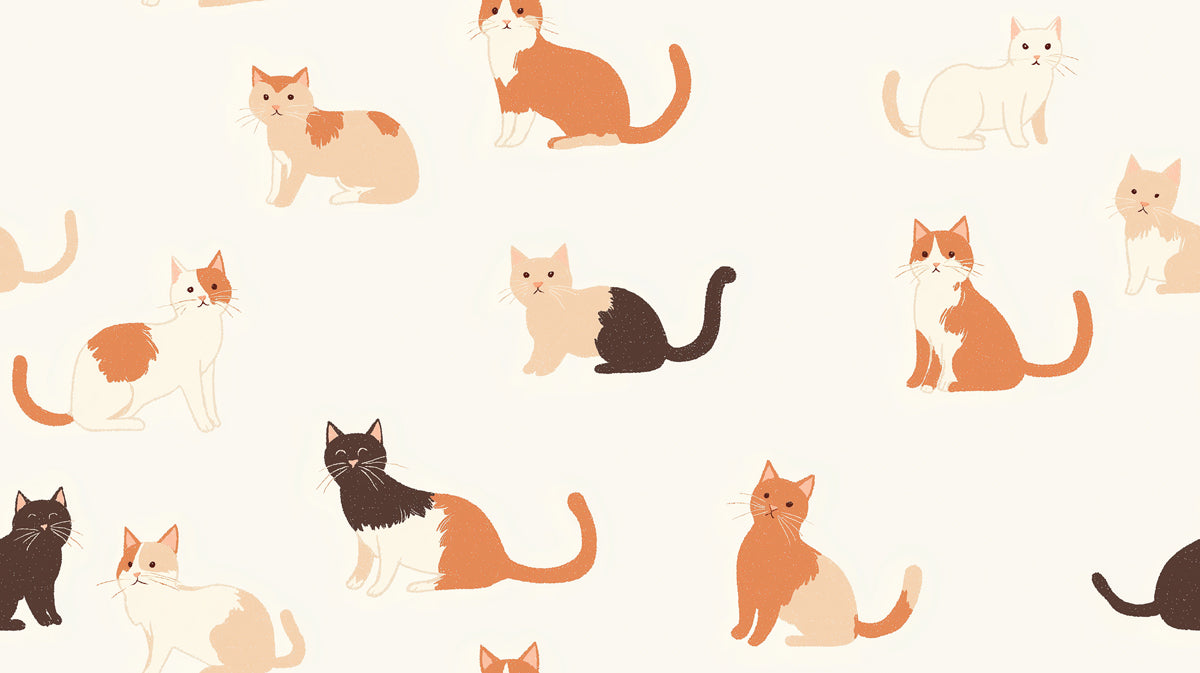 Playful Cat Pattern Mural Wallpaper | Charming Feline Friends Collection