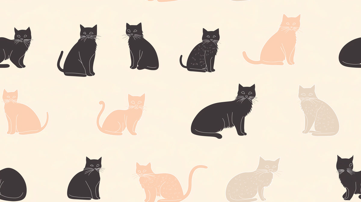 Playful Cat Pattern Mural Wallpaper | Charming Feline Friends Collection