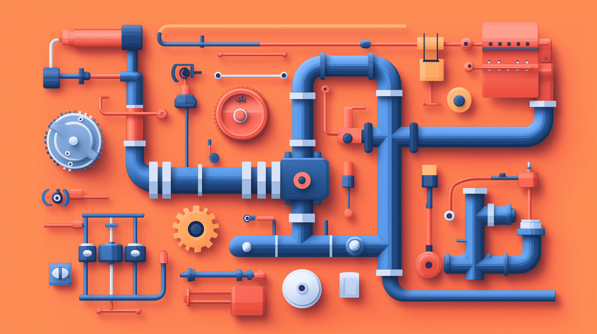 Colorful Abstract Piping System Mural Wallpaper | Modern Industrial Art