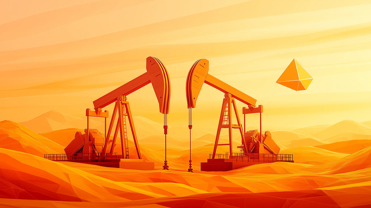 Abstract Desert Pumpjacks Mural Wallpaper | Stylized Oil Field Landscape