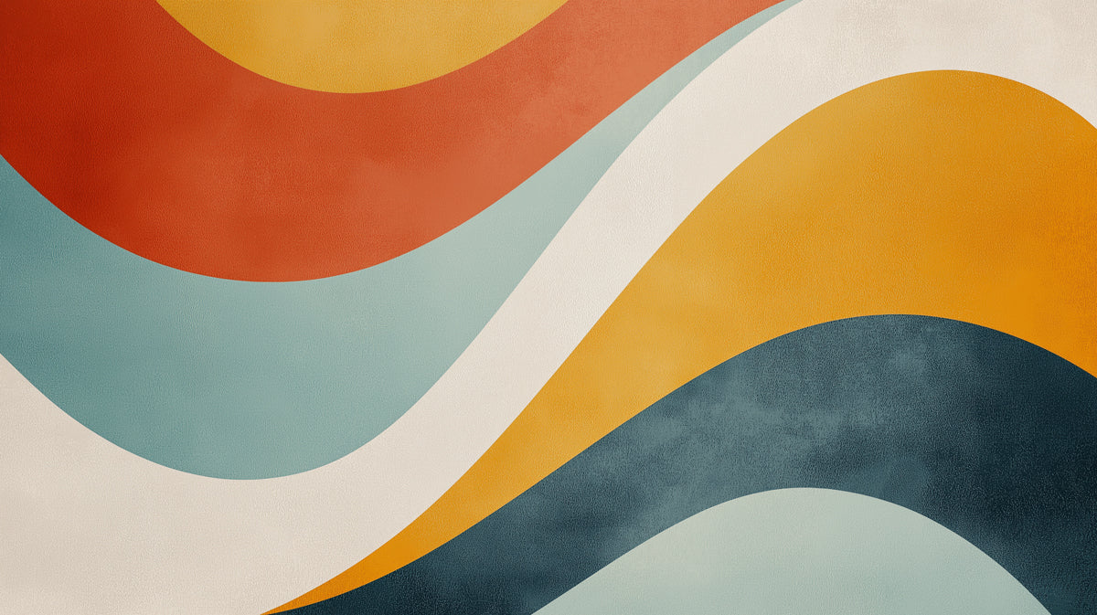 Retro Wavy Lines Abstract Mural Wallpaper | Mid-Century Modern Organic Pattern